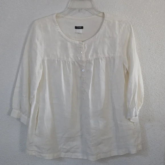 J. Crew Cream Blouse for Women,100% Linen - Picture 2 of 7